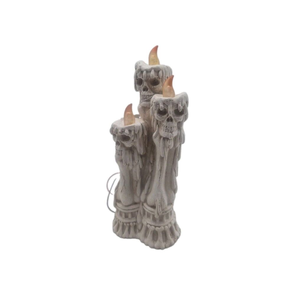 Skull Battery Operated Flickering Light 3 Tier Candle Display  9.5"X4"x3.5"